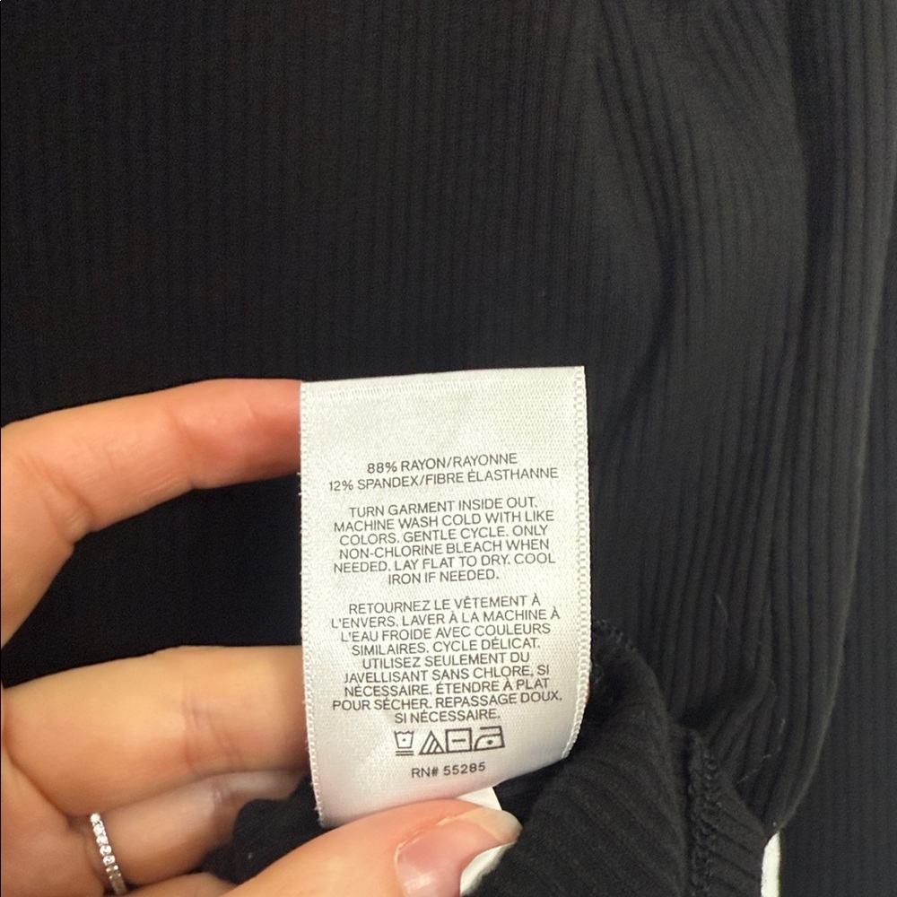 Express Black Ribbed Mock Neck Button-Detail Top … - image 6